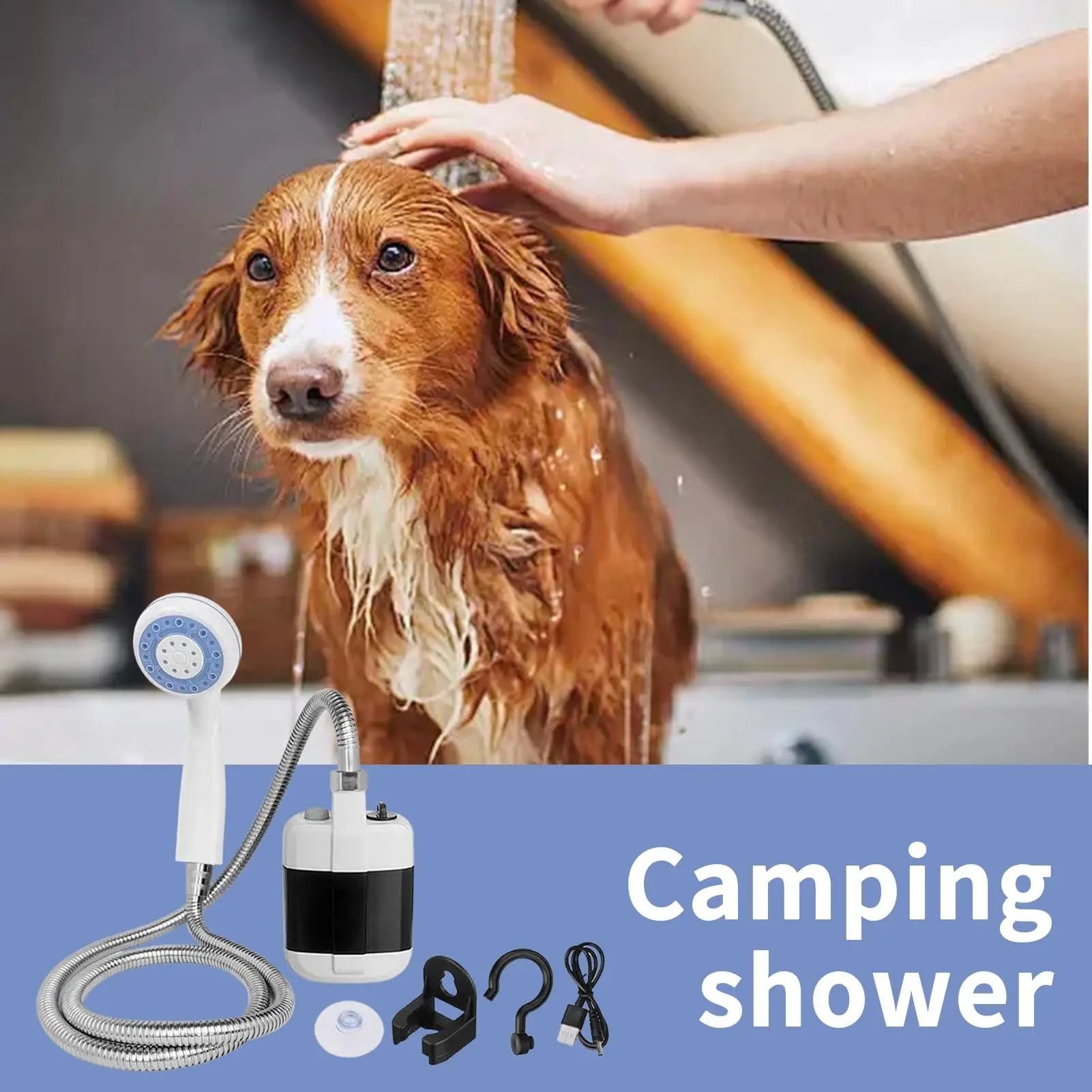 Camping Shower Rechargeable Outdoor Shower Handheld Rechargeable Pet Washing Device for Travel Hiking Beach Showering Equipment Oasis Select