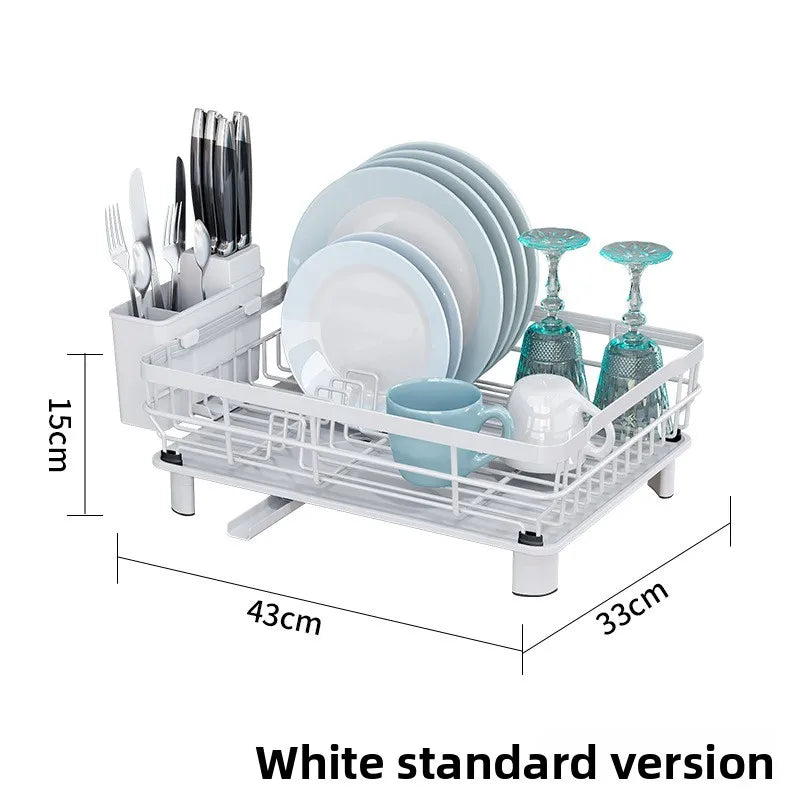 Kitchen Dish Drain Rack Tableware Storage Rack Tableware Shelf Drain Basket Sink Dishwasher Dish Rack Oasis Select White