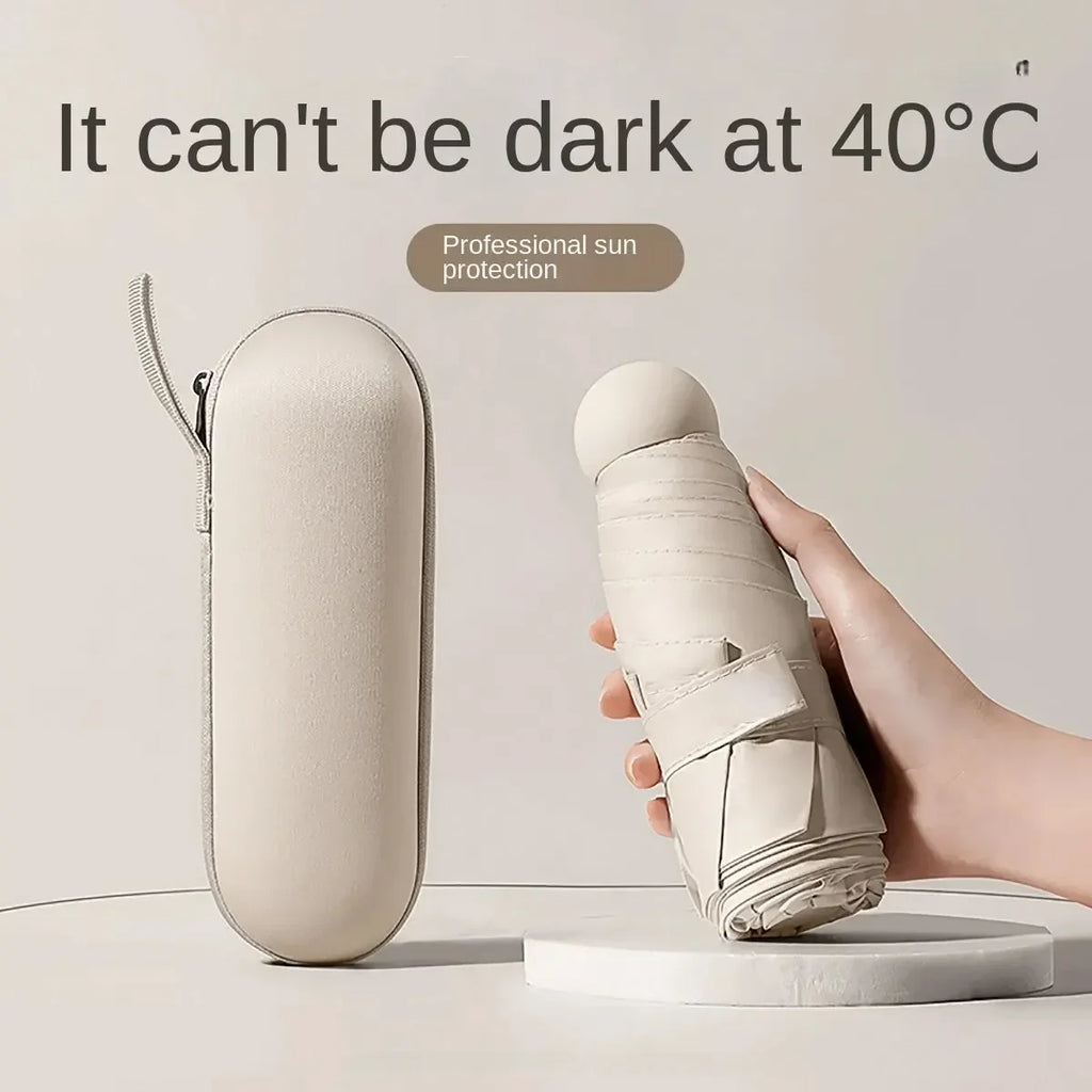 Solid Color Portable Capsule Umbrella Dual Use Sunshade And Rain Protection for Women Small Size Oasis Select