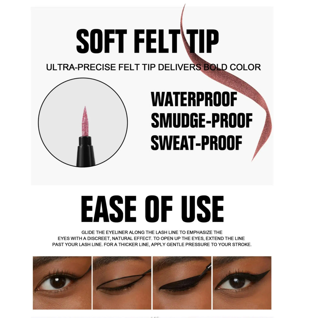 Handaiyan Metallic Glitter Liquid Eyeliner – Waterproof, 10 Colors Liquid Eyeliner Oasis Select