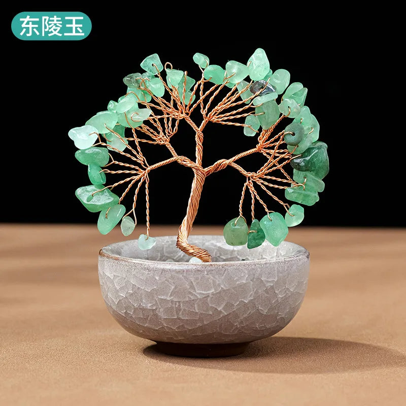 Treasure Basin Crystal Wealth Tree Tea Cup Base Crystal Tree Creative Crystal Decoration Home Decoration Accessories Oasis Select G