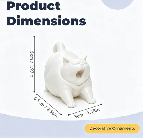 Funny Yawning Fat Cat Figurine Miniature Cartoon Kitten Statue Cute Chubby Cat Ornament for Home Office Desktop Decor Cute Gifts Oasis Select Yawning Cat White
