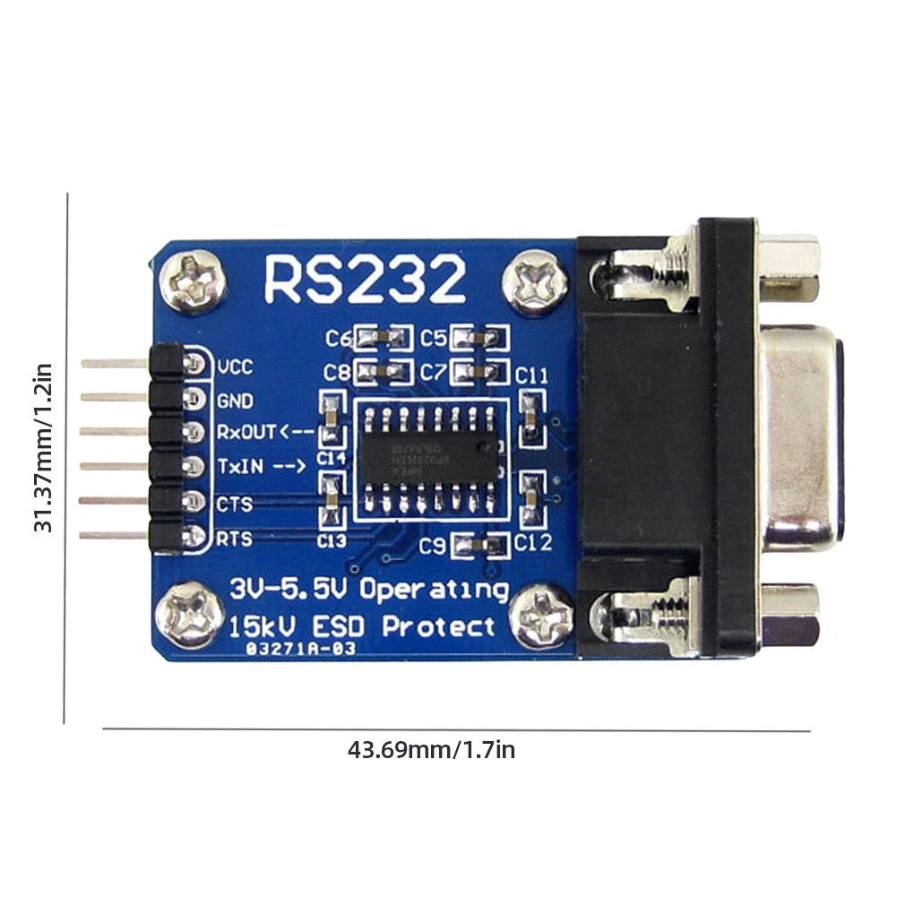 RS232 to TTL Converter Module – SP3232, DB9, ESD Protection Serial Converter Module Oasis Select
