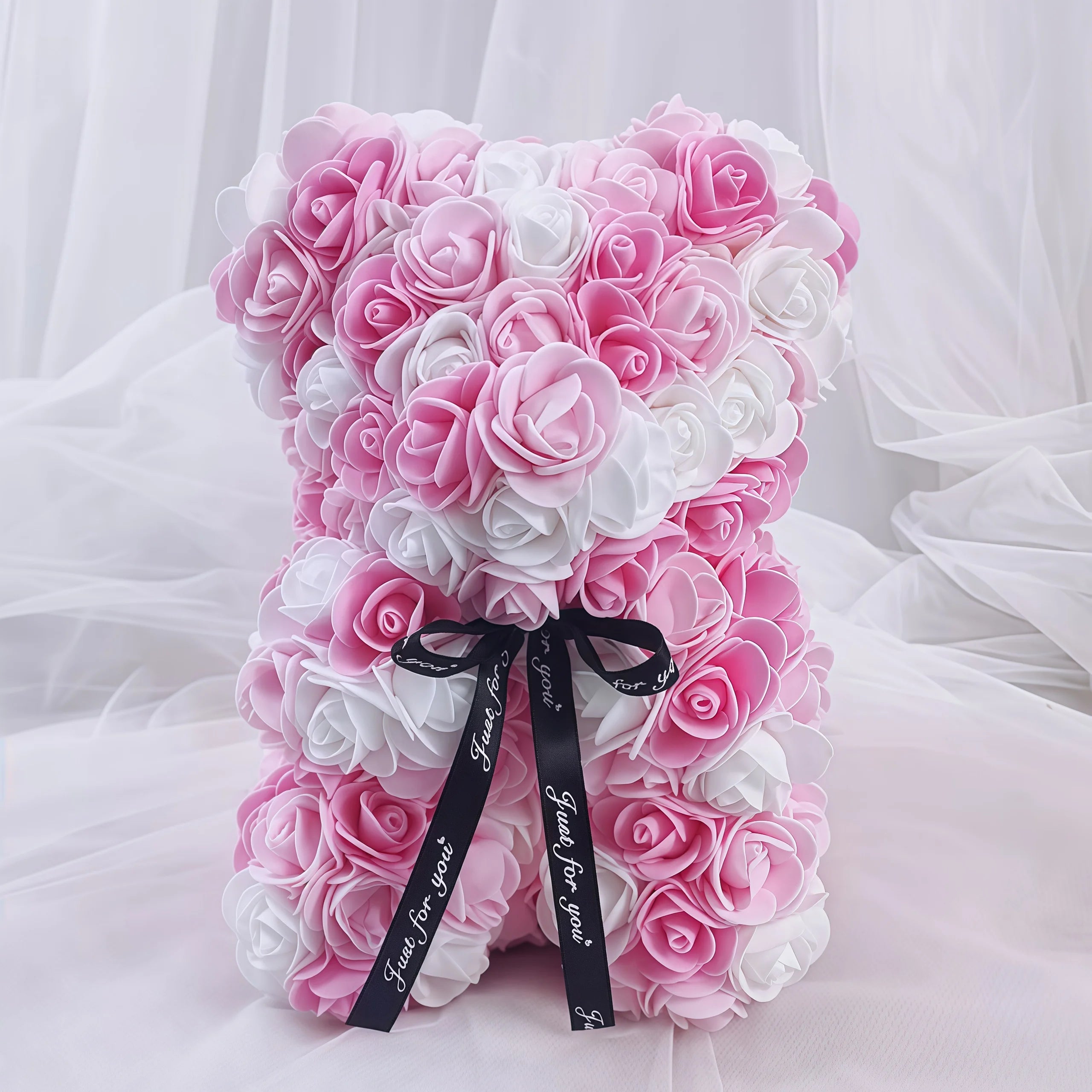 1Pc Artificial Rose Bear, Artificial Rose Bear Birthday, Valentine's Day, Wedding, Mother's Day and Anniversary Gifts Oasis Select Pink