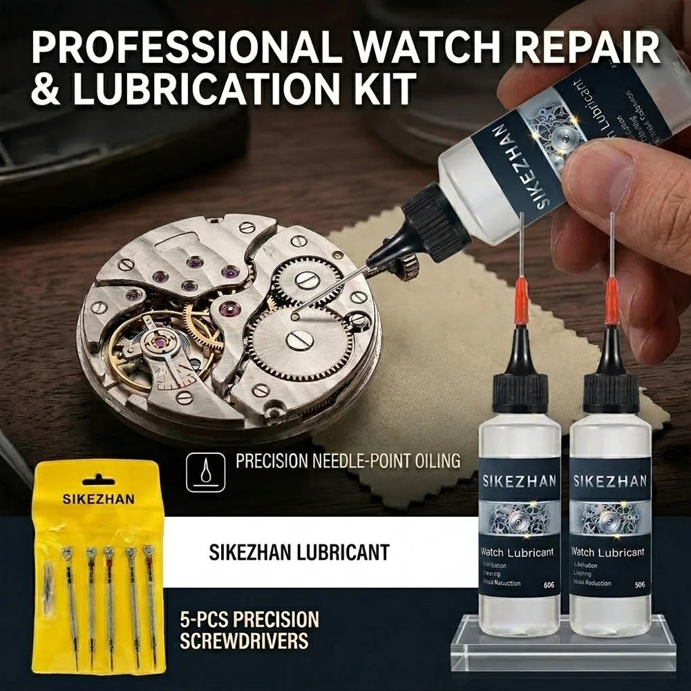 5Pcs Watch Repair Tool Kit & Precision Mechanical Watch Lubricant Oil Professional Clock Maintenance Set For Watchmakers DIY Fix Oasis Select