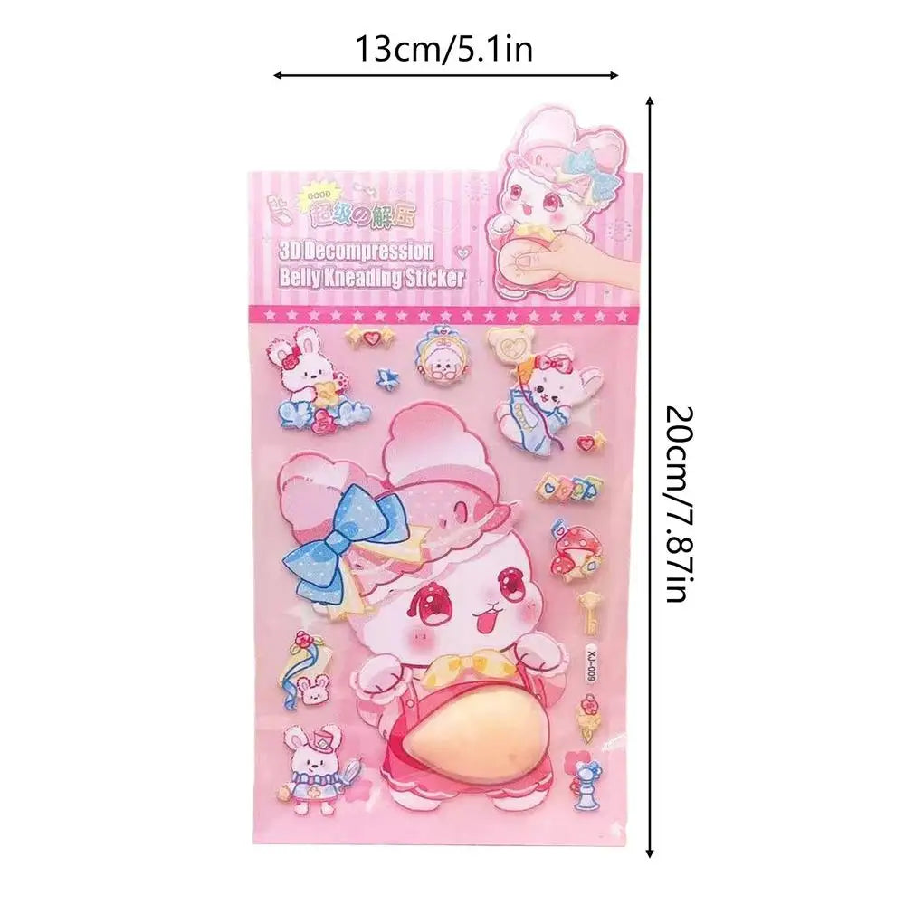 Squishy Stickers Cartoon Soft Cute Belly Pinching and Relaxation Stickers Rabbit Animal Panda Furong Skin 3D Stickers kids Gift Oasis Select rabbit