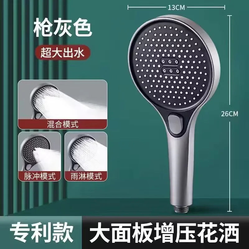 New High Pressure Big 130mm Shower Head Black 3 Modes Water Saving Spray Nozzle Massage Rainfall Shower Bathroom Accessories Oasis Select Grey Shower B