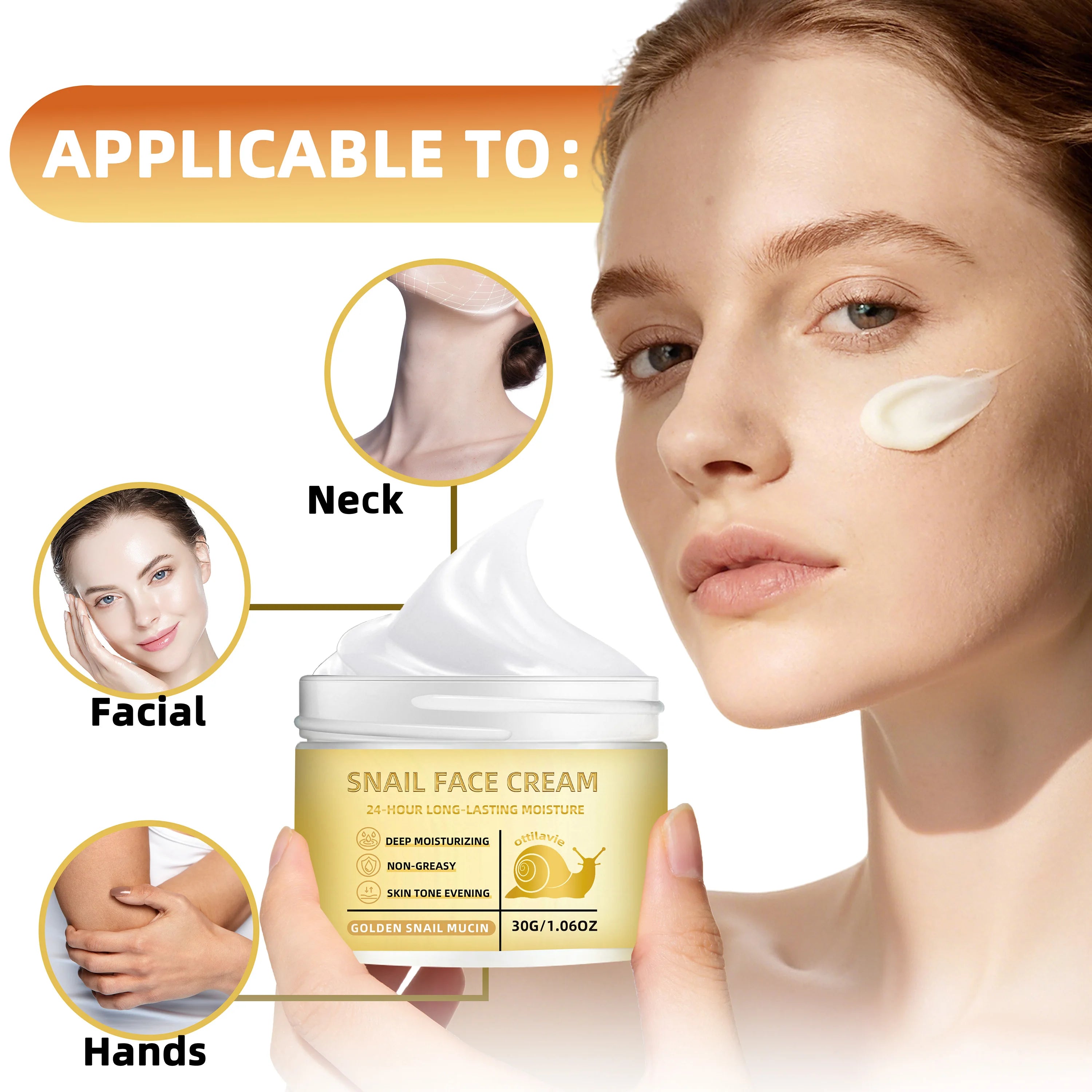Ottilavie Snail Face Cream – Hydrating Moisturizer All Skin Snail Face Cream Oasis Select
