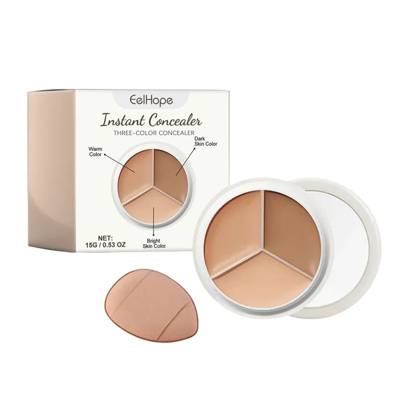 Three Color Concealer Eyeshadow Full Cover Black Eye Circles Long Last Matte Contour Repair Foundation Professional Makeup Cream Oasis Select 15g Boxed