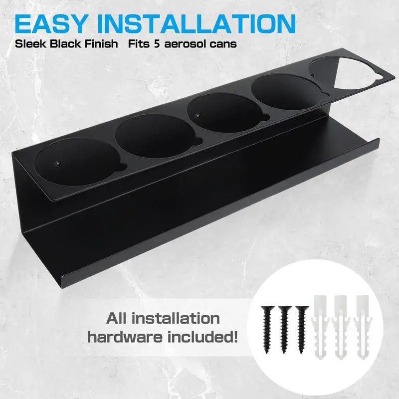 Spray Paint Organizer Lube Can Storage Rack 5 Can Holes Shelf Steel Aerosol Spray Can Rack Organizer Aerosol Spray Bottle Holder Oasis Select