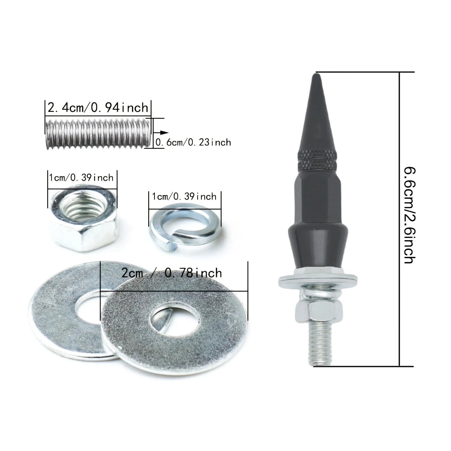 Car license plate universal, motorcycle universal, frame screw modified M6 for license plate holder screw aperture pointed hat Oasis Select