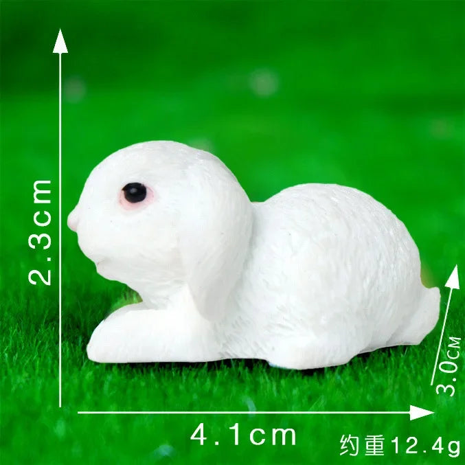 White Hare Dollhouse Ornament Easter Decoration Resin Bunny Statue Miniature Rabbit Figurine Micro Landscape Fairy Garden Oasis Select 04 white