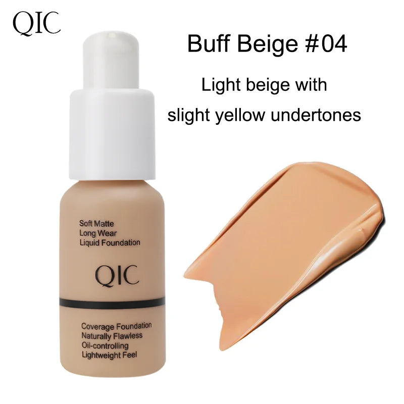 QIC Matte Liquid Foundation – Waterproof, Oil-Control, 5 Shades