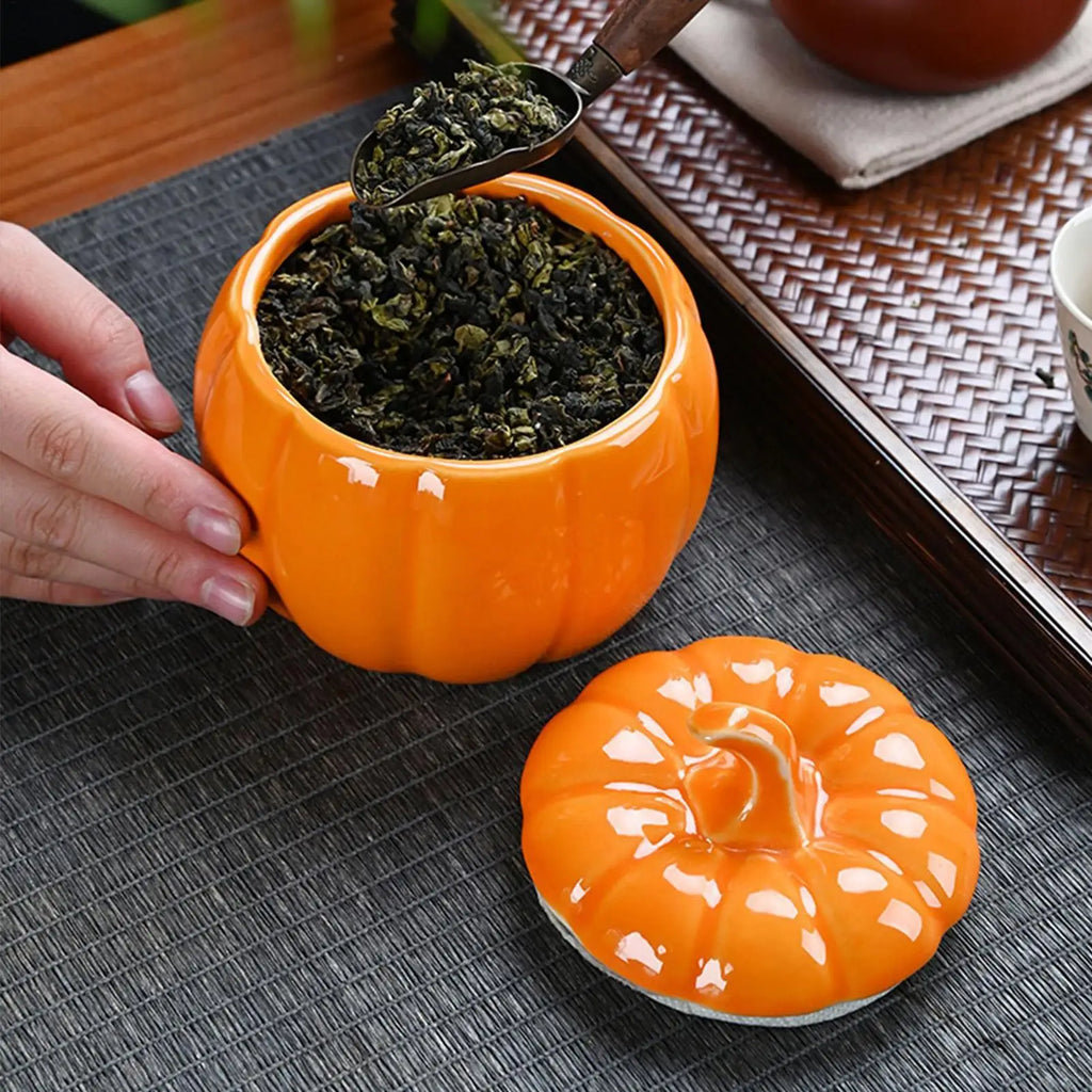 Pumpkin Jar Cookie Jar Pumpkin Ceramic Figurine Thanksgiving Fall Home Decor Harvest Food Canisters for Party Bedroom Living Oasis Select