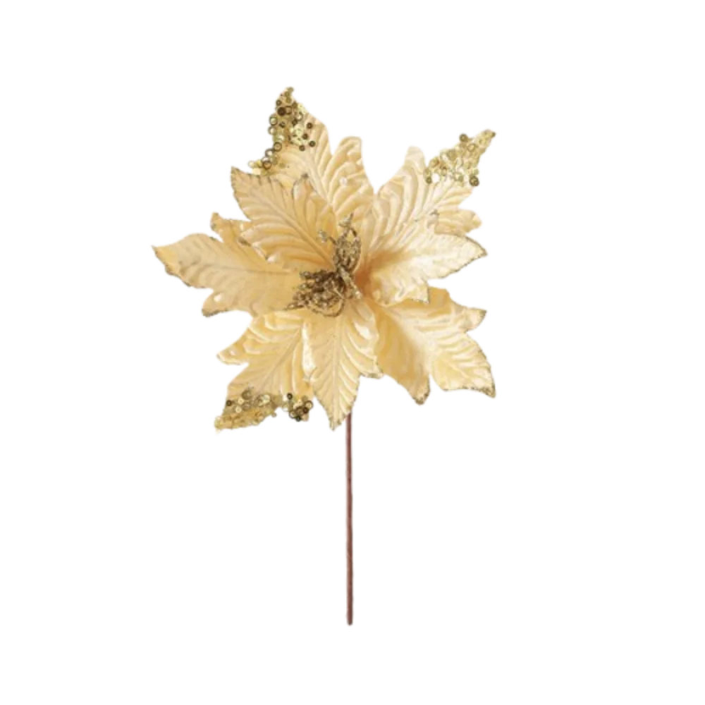 25cm Christmas Poinsettia Glitter Artificial Flower | DIY Wreath