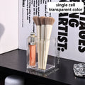 1pc Desktop Acrylic Transparent Makeup Brush Storage Box Organizer Portable Lipstick Makeup Brush Makeup Pen Holder Storage Box Oasis Select 1grid-transparent