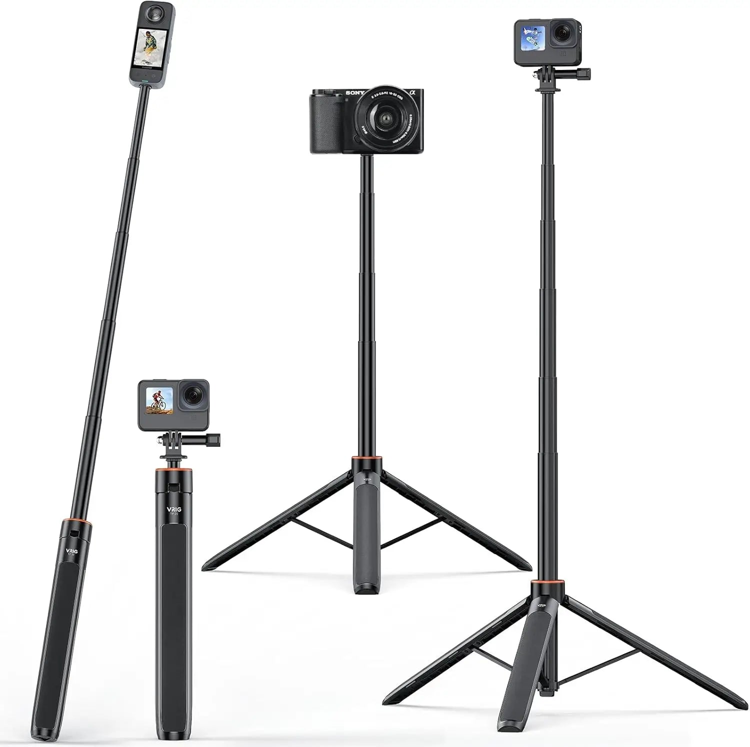 140cm Extendable Tripod Selfie Stick for Insta360 GoPro DJI