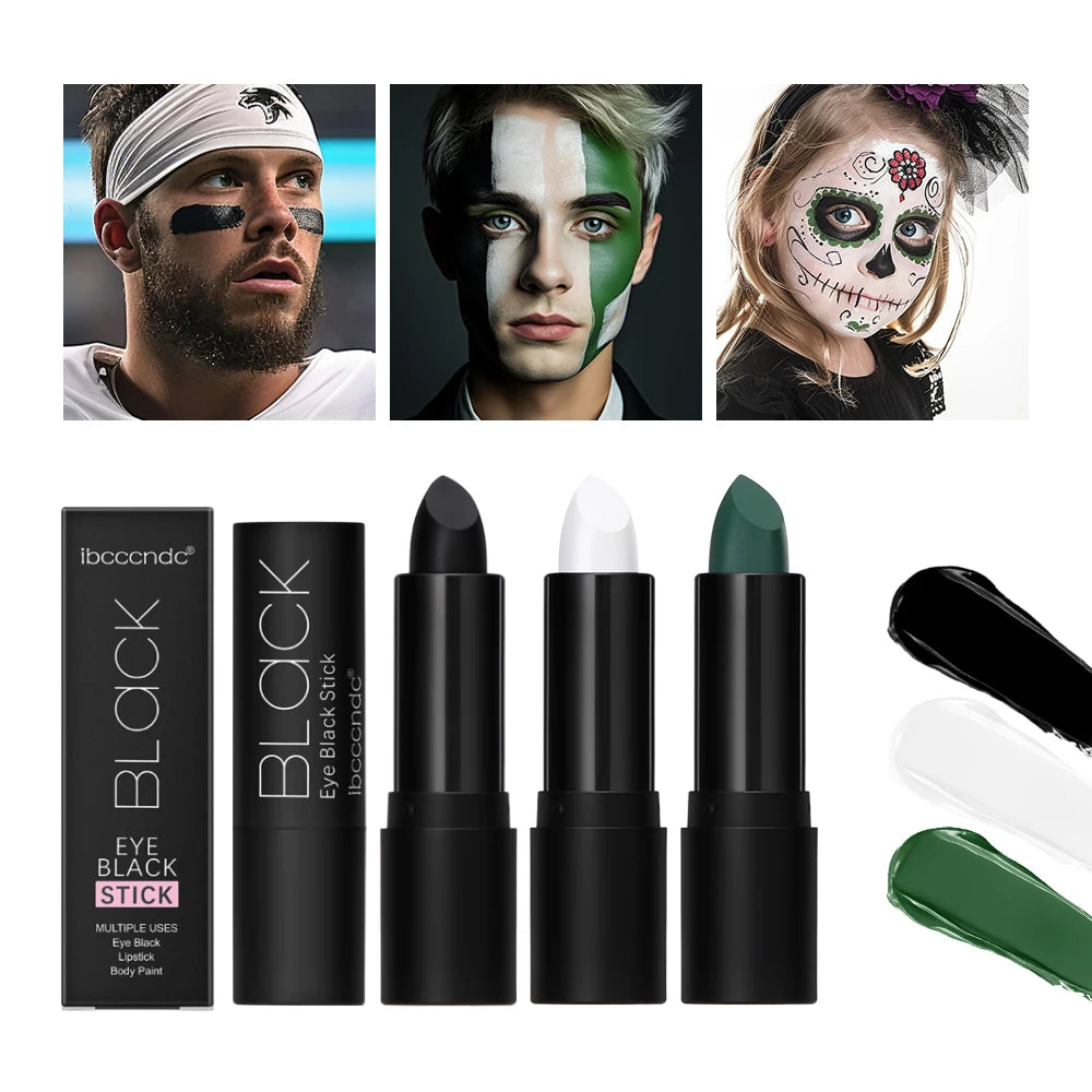 Black Cream-Blendable Face Body Paint Stick for Adults Children Eye Black Softball Football Baseball Sportsfor Halloween Makeup Oasis Select 3pcs