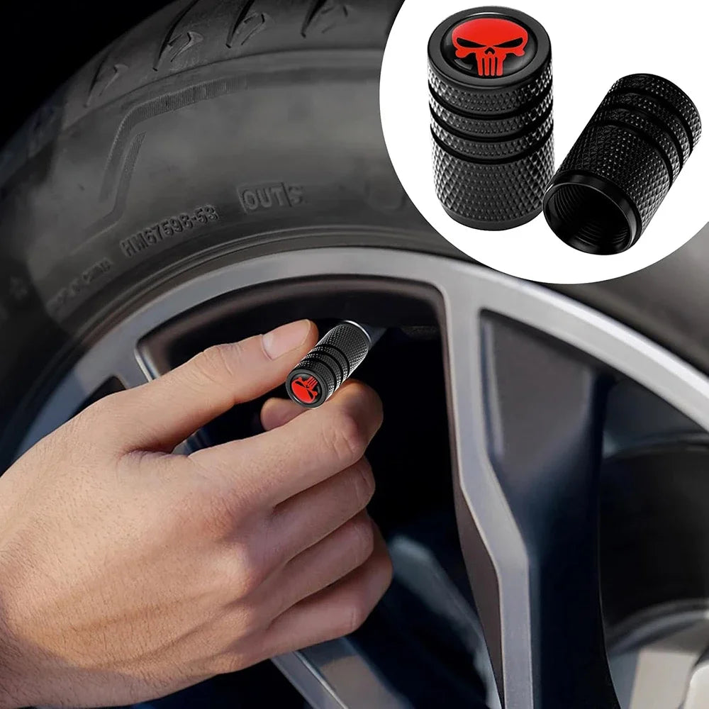 4Pcs Skull Tire Valve Stem Caps Car Tire Decoration, Car Exterior Replacements, Universal for Most Cars Oasis Select