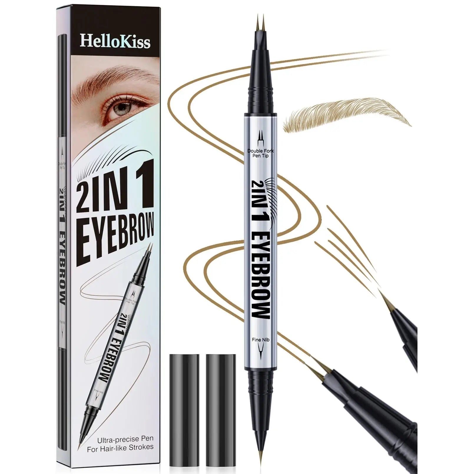 Hello Kiss 2-in-1 Waterproof Eyebrow Pencil – Double-Ended Brow
