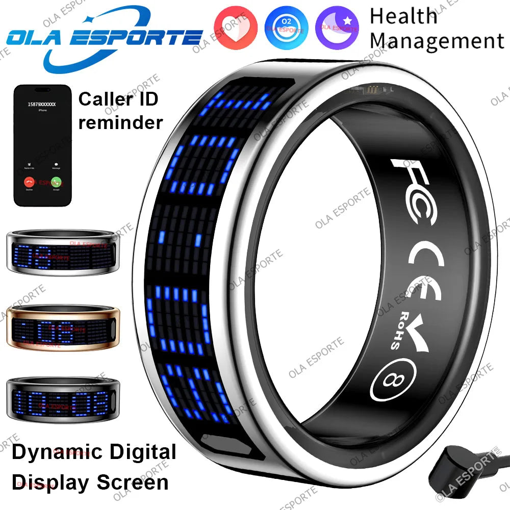 Smart Ring LED Display – Heart Rate, Sleep & Step Tracker