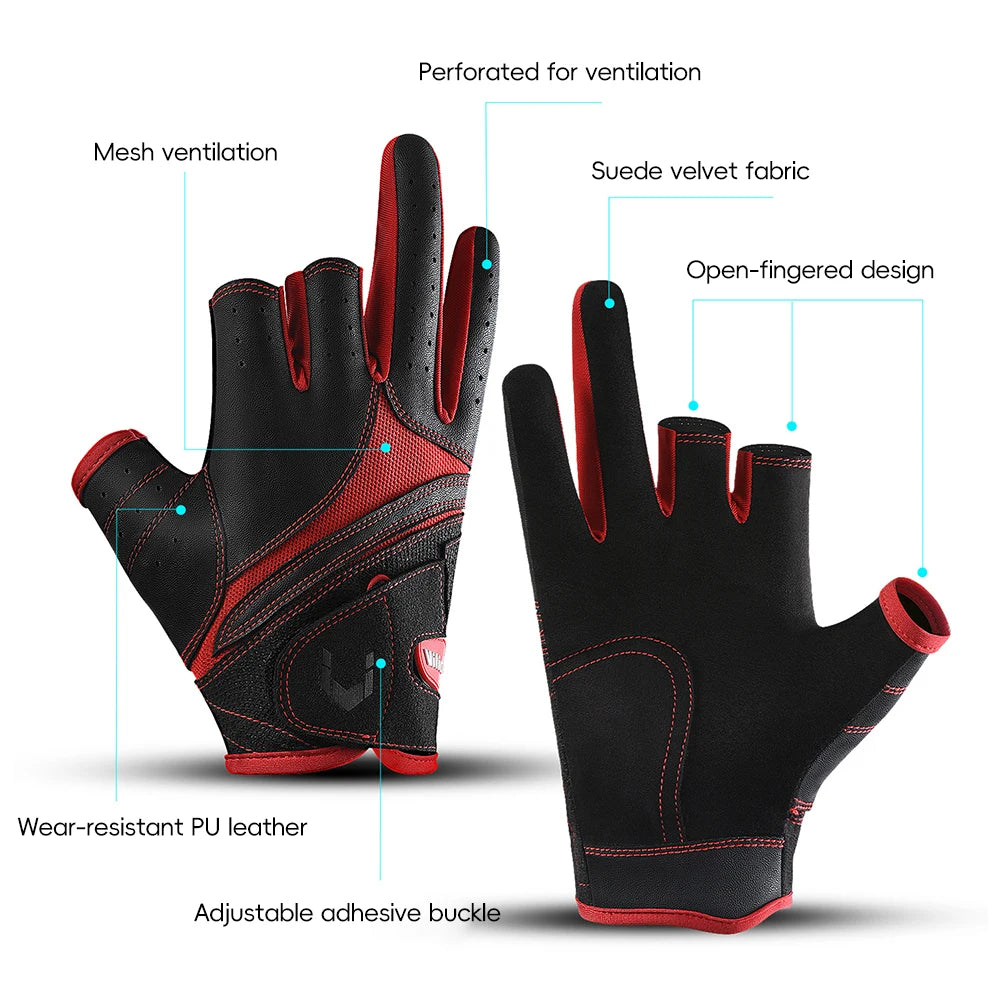 Half Finger Anti-Slip Sports Gloves | PU Leather 2-Piece Set