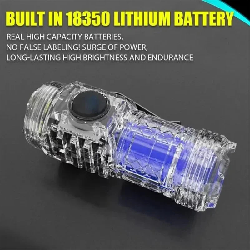 Buy 1 Get 1 Free Mini LED Flashlight Rechargeable 5 Lighting Modes Frog Eye Lens Portable Torch for Emergency Camping Hiking Oasis Select