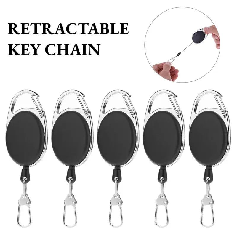 Retractable Keychain Badge Scroll ID Badge Holder Card Holder Backpack Lanyard Hiking Buckle Key Ring Retractable Tool Oasis Select