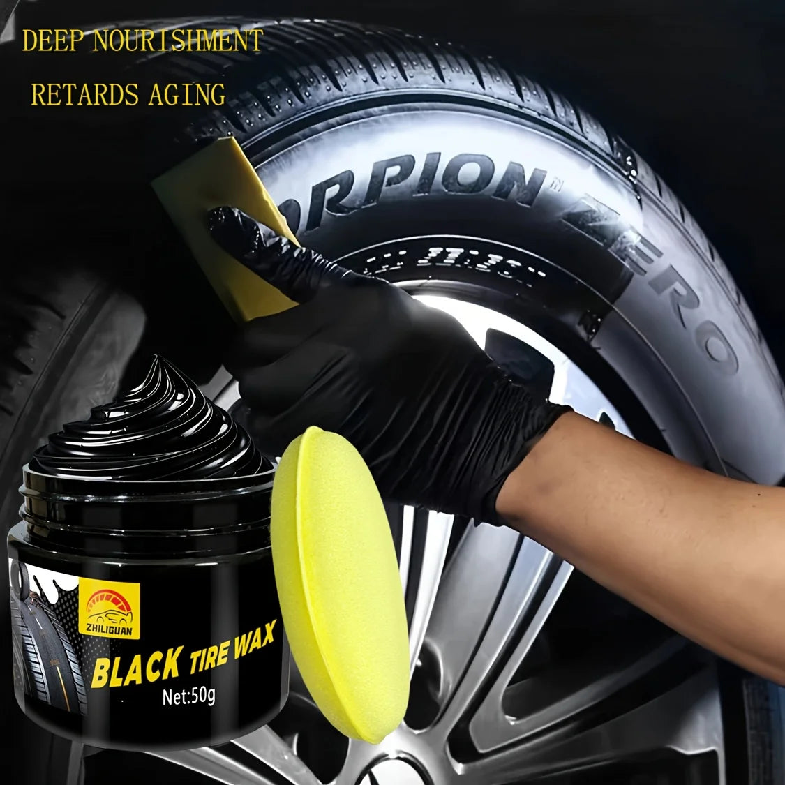 Universal Tire Wax – Restores Black Color & Prevents Whitening