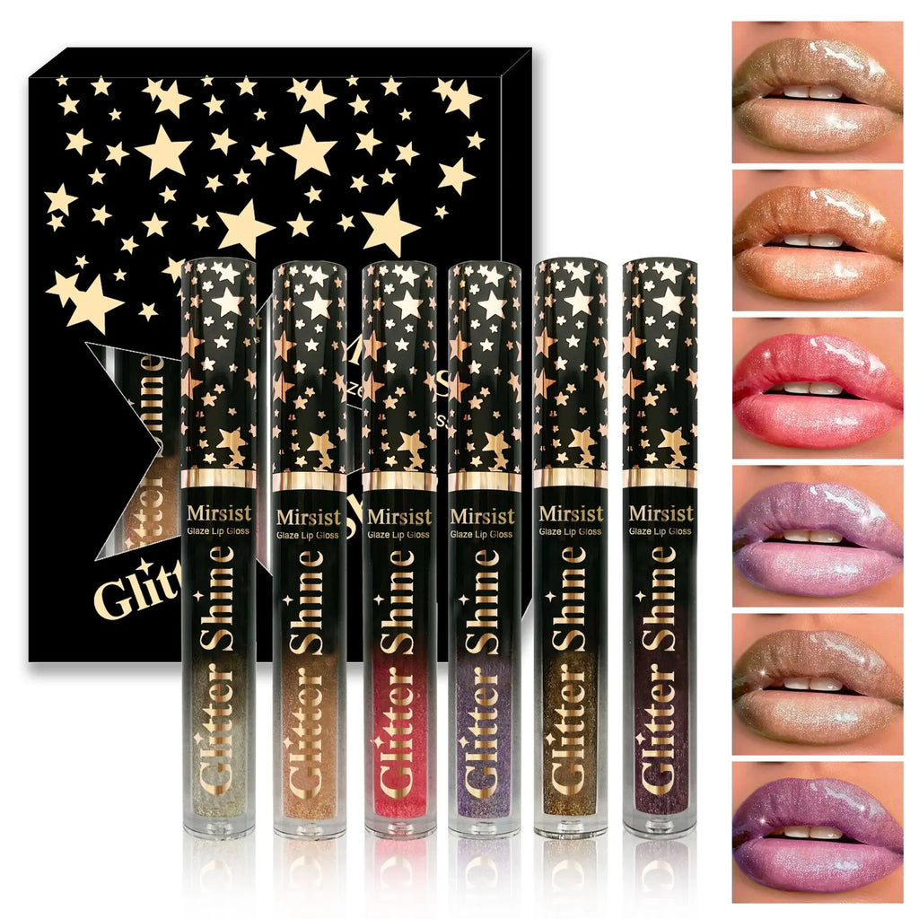 6-Piece Pearl Lip Glaze Set – Hydrating Liquid Lipstick Gloss