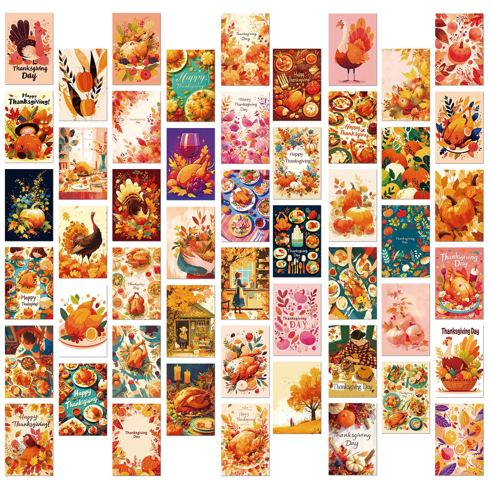 Gratitude Blessings Small Cards Postcards Holiday Wall Decor Harvest Season Pumpkin Turkey Celebration Indoor Bedroom Decoration Oasis Select