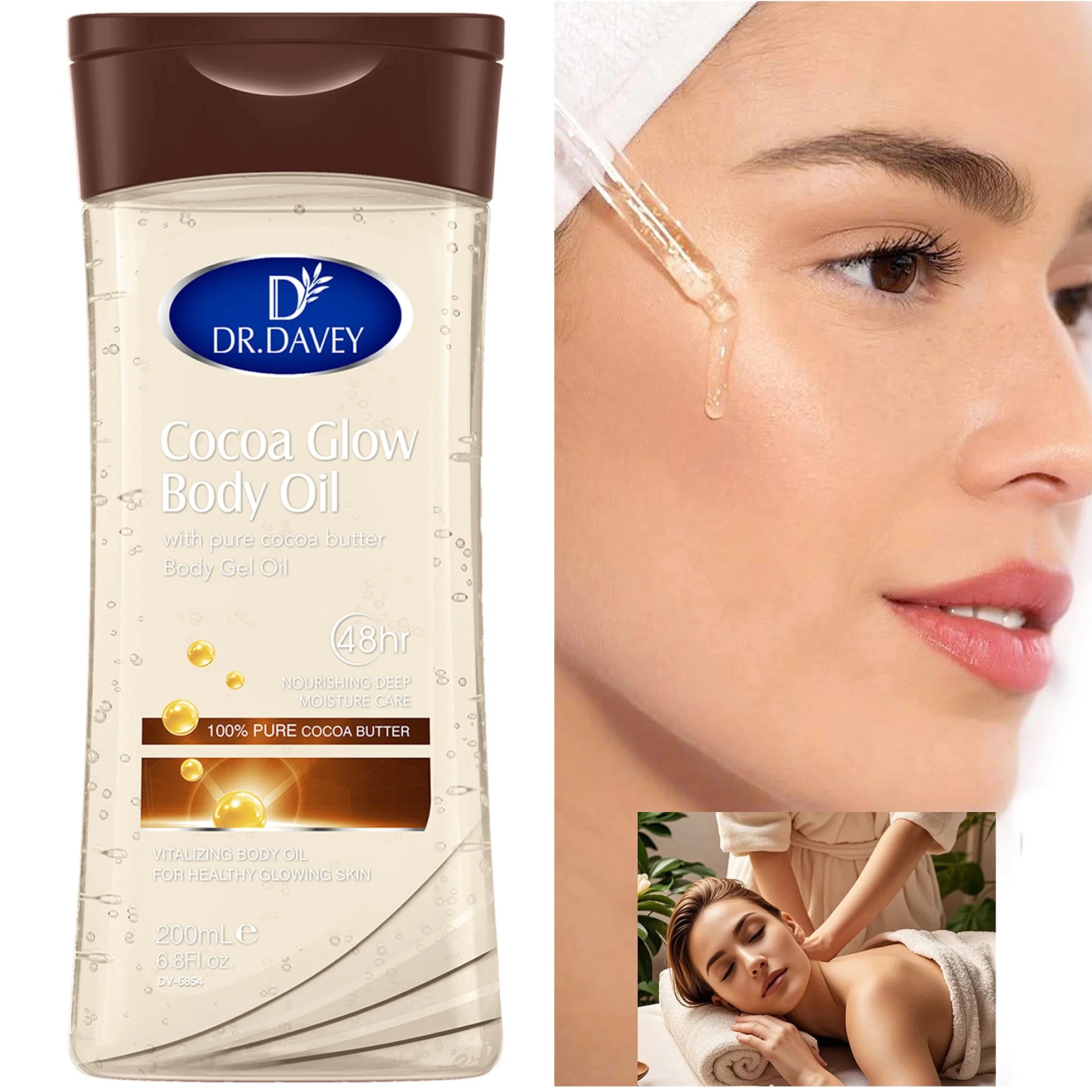 DR.DAVEY Cocoa Glow Body Oil 200ml – Hydrating Skin Care Oil