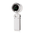 Folding Battery Mini Handheld Fan 180 Degree USB Rechargeable Hanging Neck Fan LED Display Desktop Fan Outdoor Oasis Select WHITE