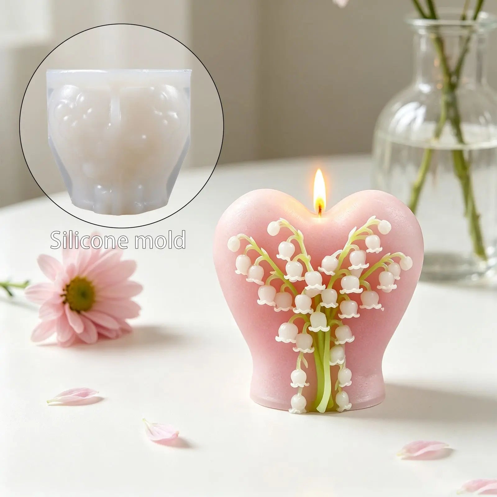 Orchid Heart Silicone Mold – DIY Candle, Resin & Plaster