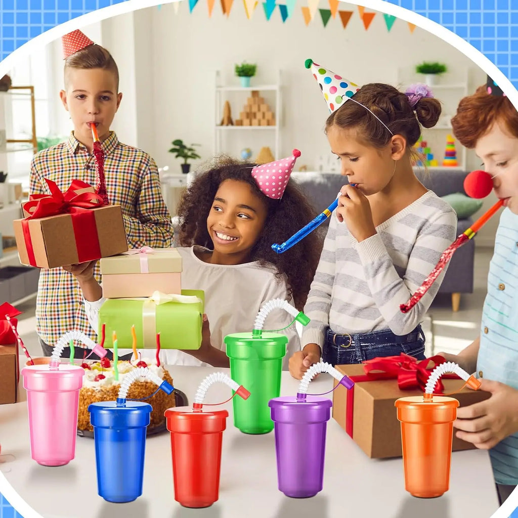 Colorful Expandable Plastic Straw Cup with Leak Proof Lid Siphon Mug for Summer Outdoor Travel Home Juice Milk Water DrinkingUse Oasis Select