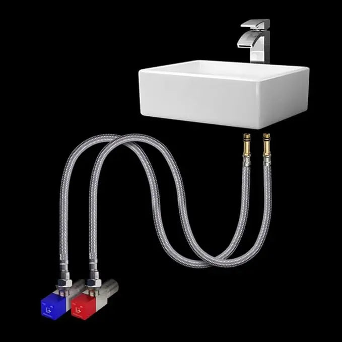 2pcs 1/2'' Stainless Steel Nylon Braided Tube Pipe Hose Silicone Plumbing Thermoresistant Tap Basin Faucet Sink Kitchen Bathroom Oasis Select