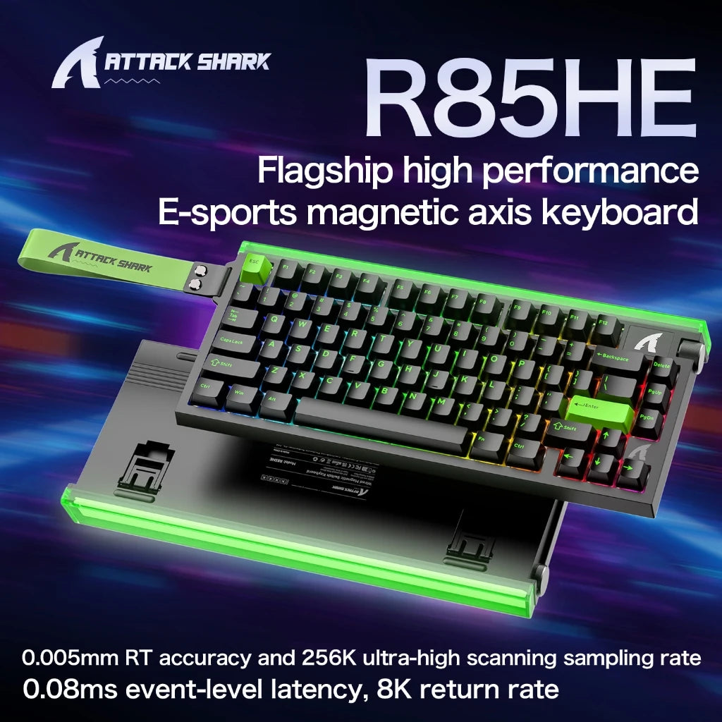 ATTACK SHARK R85HE Magnetic Axis Gaming Wire Keyboard 8KHz Rate 0.005mm RT Precision Adjustable 5 Layer Soundproof Filling RGB Oasis Select