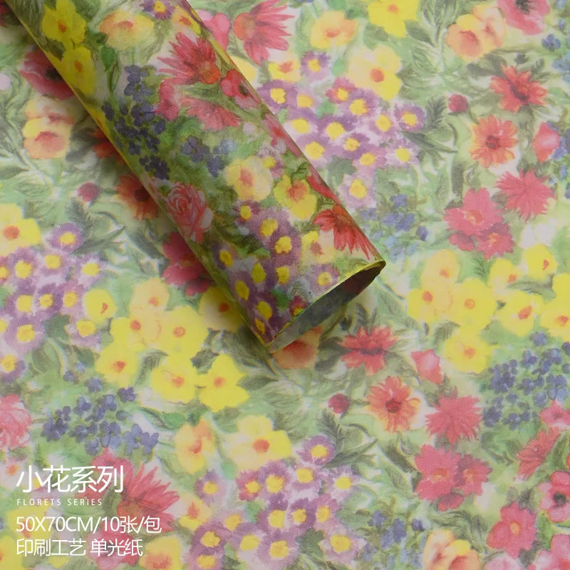 10-Sheet Vintage Floral Tissue Paper for Bouquets & Gift Wrap