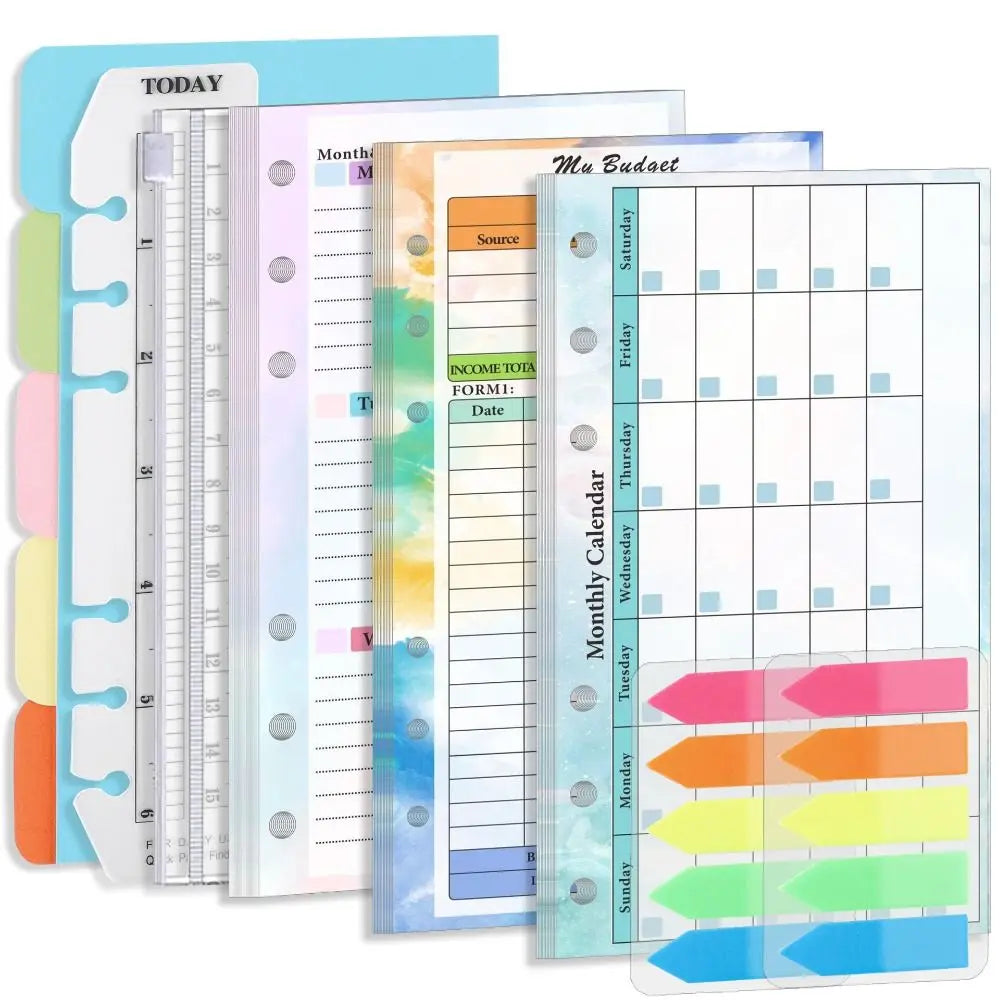 Weekly Monthly Planner Inside Paper Stationery Paper Refill Inner Pages Spiral Binder Paper A6 Loose Leaf Paper Budget Pages Oasis Select
