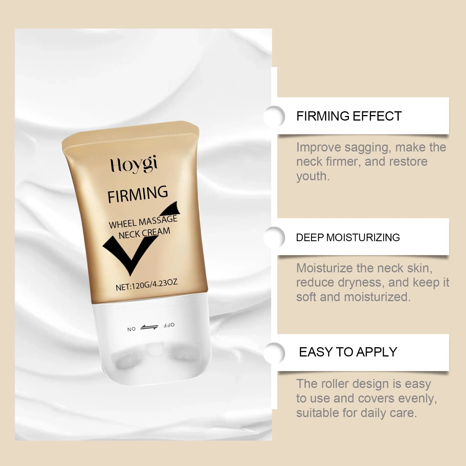 Hoygi Neck Firming Roller Cream – Lift, Hydrate & Anti-Aging
