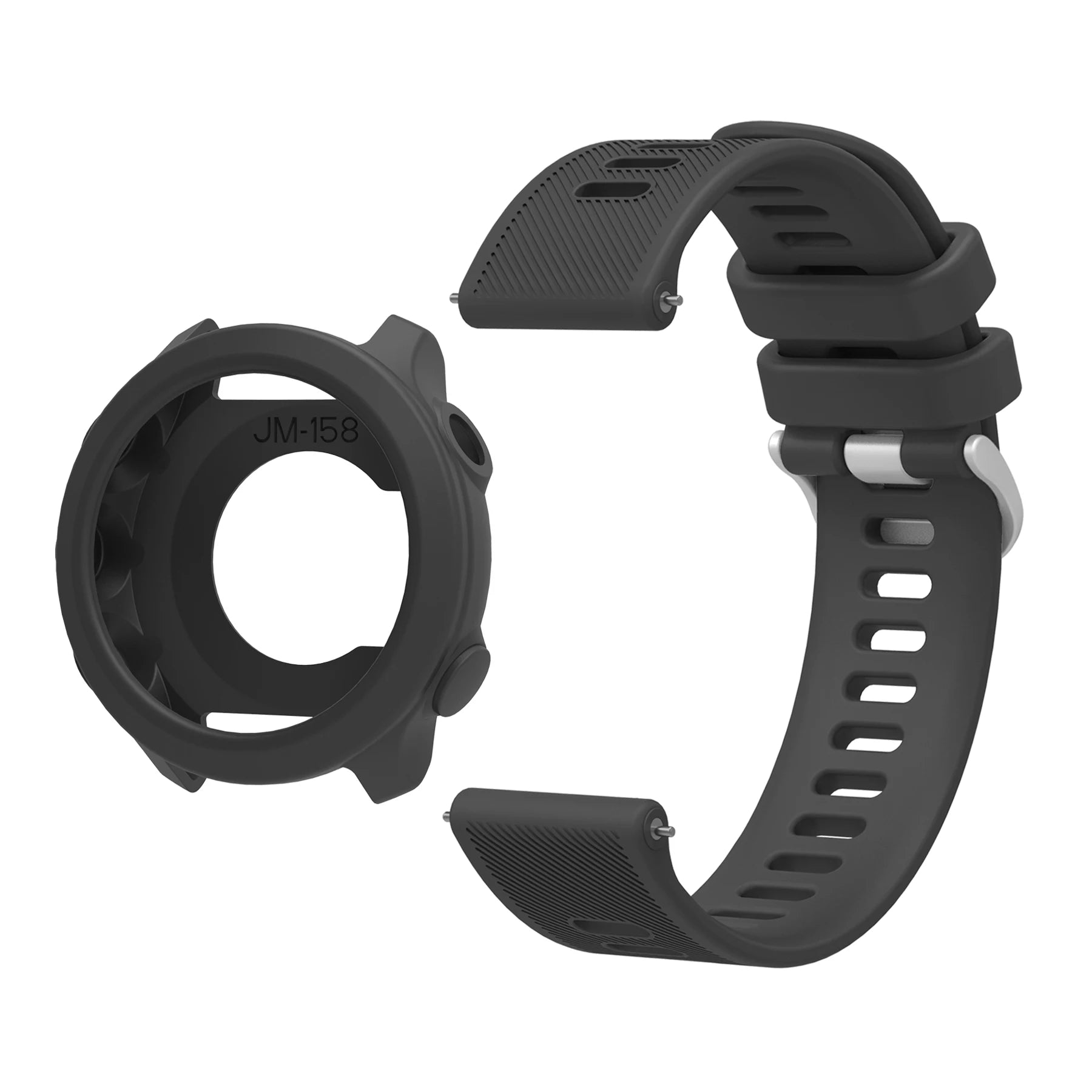 Silicone Band & Case for Garmin Forerunner 55 158 – 20mm Strap Watch Band & Case Oasis Select Dark Grey Case Strap Forerunner 158 55