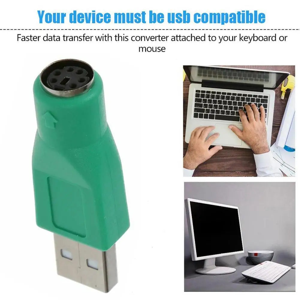 USB to PS/2 Adapter – USB Male to 6-Pin Female Converter