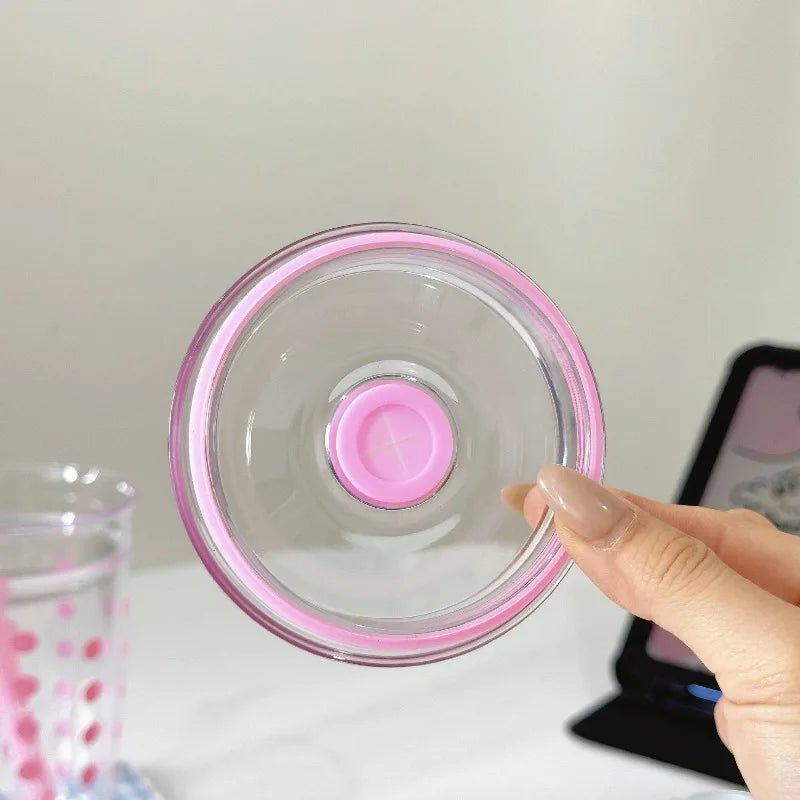 450ml Clear Plastic Reusable Straw Cup with Lid, for Tea Coffee Iced Drinks, Daily Use Portable Travel Water Mug Drinkware Oasis Select