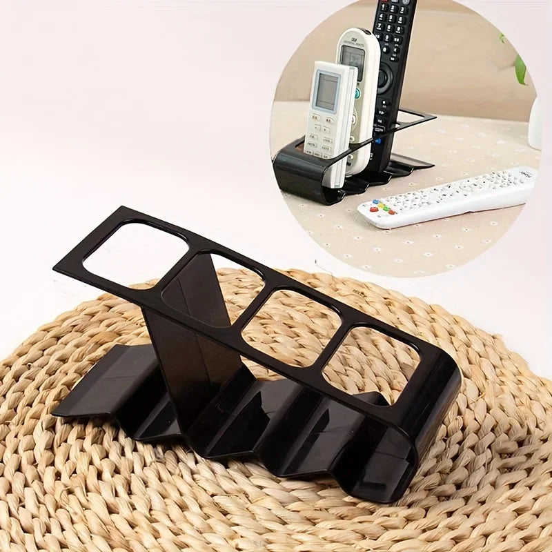 4-Slot Remote Control Holder Durable Plastic Desk Organizer Ergonomic Space Saving for TV Home Office Multipurpose Storage Rack Oasis Select