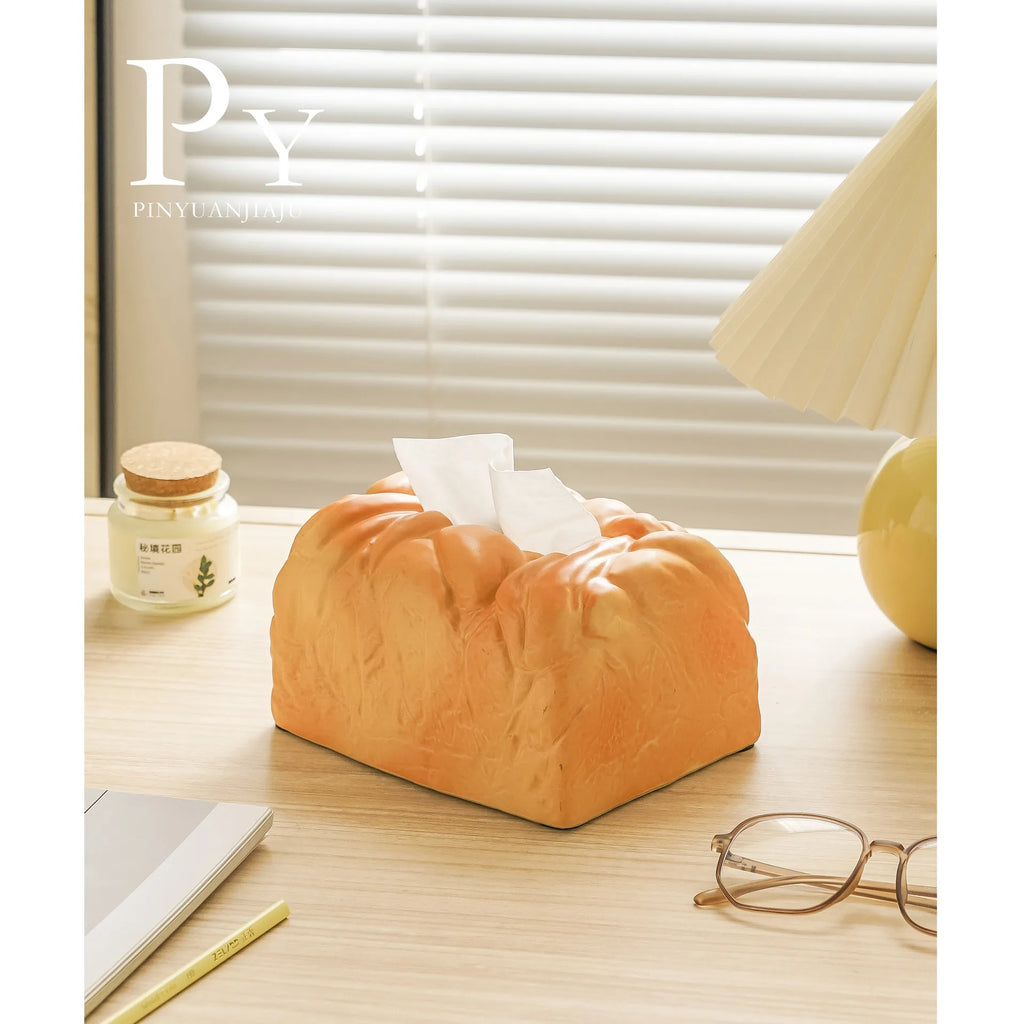 Cream Wind Ins Bread Tissue Box Ceramic Household Living Room Paper Box Toilet Paper Box Desktop Decoration Storage Oasis Select Orange square
