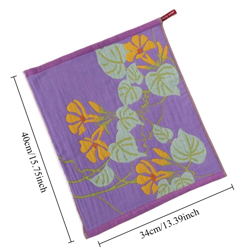 1pcs National Style Pure Cotton Gauze Square Towel Cotton Wool Large Square Towel with Hand Gift Face Towel Oasis Select Morning glory