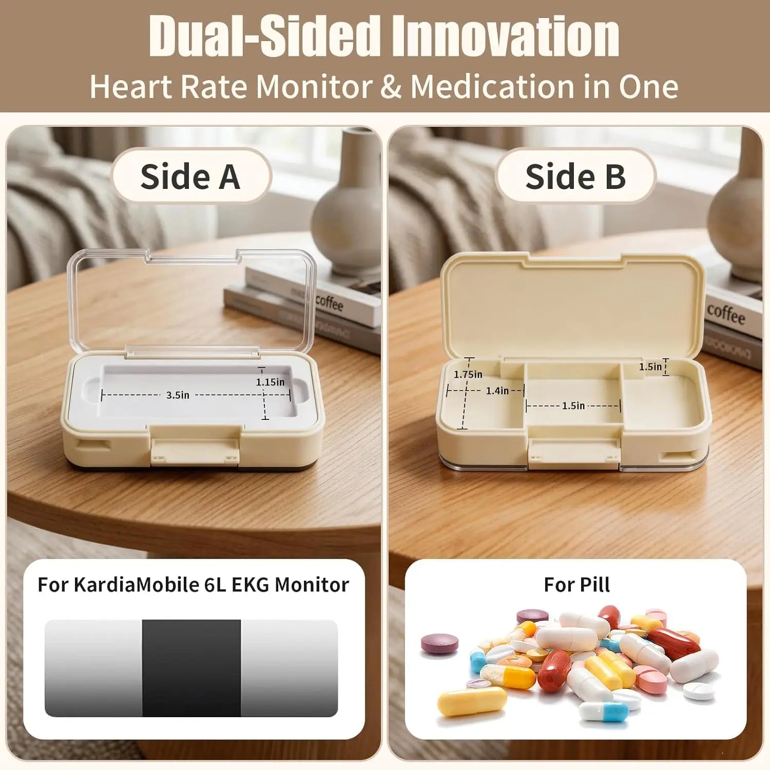 2-in-1 KardiaMobile 1-Lead Monitor Case & Pill Organizer