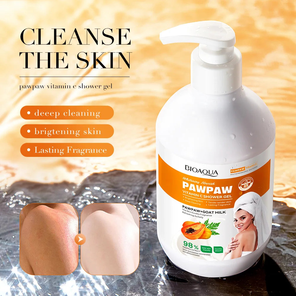 SADOER Papaya Vitamin C Body Wash & Bath Salt Set 480ml