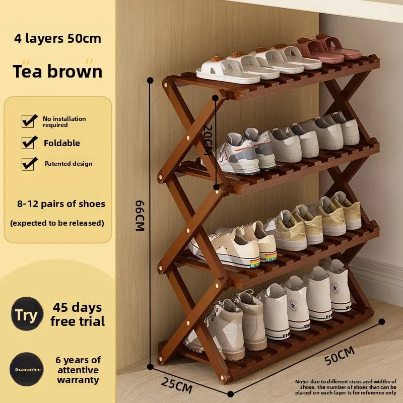 Simple shoe rack household door dormitory folding shoe rack free of installation shoe cabinet sturdy and durable Oasis Select