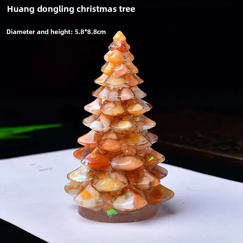 New Natural Crystal Crushed Stone Christmas Tree Resin Decorative Item for Home Desktop Decoration Christmas Display Oasis Select O 5.8cm x 8.8cm